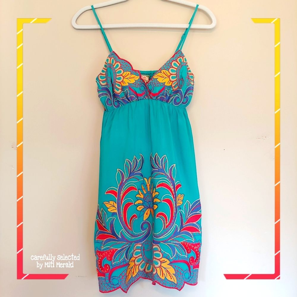 Flying Tomato Embroidery Boho Summer Dress Size S